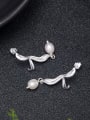 thumb 925 Sterling Silver Freshwater Pearl Flower Vintage Drop Earring 2