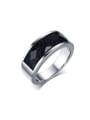 thumb Titanium Steel Sapphire Geometric Minimalist Band Ring 0