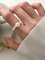 thumb 925 Sterling Silver Freshwater Pearl Flower Cute Band Ring 1
