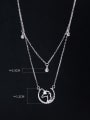 thumb 925 Sterling Silver Cubic Zirconia Moon Minimalist Necklace 4