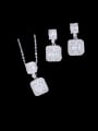 thumb Brass Cubic Zirconia Luxury Geometric  Earring and Necklace Set 2