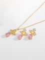 thumb Brass Cubic Zirconia Multi Color Luxury Water Drop  Earring and Necklace Set 3