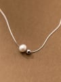 thumb 925 Sterling Silver Imitation Pearl Minimalist Necklace 2