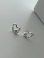 thumb 925 Sterling Silver Hollow Heart Minimalist Stud Earring 0