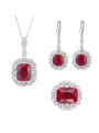thumb Brass Cubic Zirconia Earring Ring and Pendant Set 0