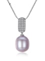 thumb 925 sterling silver simple fashion Freshwater Pearl Pendant Necklace 0