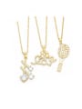 thumb Brass Cubic Zirconia Letter Trend Necklace 0