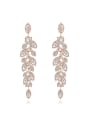 thumb Brass Cubic Zirconia Leaf Statement Cluster Earring 0