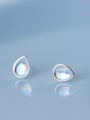 thumb 925 Sterling Silver Glass Stone Water Drop Minimalist Stud Earring 0