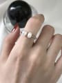 thumb 925 Sterling Silver Freshwater Pearl White Ball Vintage Solitaire Ring 0