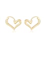 thumb Copper  Smooth  Hollow Heart Minimalist Stud Earring 0
