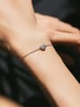 thumb 925 Sterling Silver Cubic Zirconia Heart Dainty Link Bracelet 1