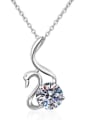 thumb Sterling Silver Moissanite Swan Dainty Pendant Necklace 2