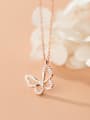 thumb 925 Sterling Silver Cubic Zirconia White Butterfly Classic Necklaces 2