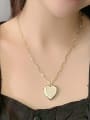 thumb Brass Statement Heart  Rhinestone Earring and Necklace Set 1