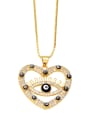 thumb Brass Cubic Zirconia Evil Eye Vintage Heart Pendant Necklace 4