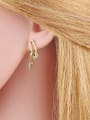 thumb Brass Cubic Zirconia Geometric Pin Cute Huggie Earring 1