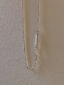 thumb 925 Sterling Silver Oval Minimalist Beaded Necklace 4