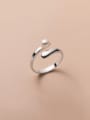 thumb 925 Sterling Silver Imitation Pearl Irregular Minimalist Band Ring 2