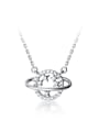 thumb 925 Sterling Silver Stars DIAMOND Round Pendant Necklace 0