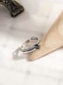thumb 925 Sterling Silver Cubic Zirconia Irregular Vintage Double twist black diamond  Midi Ring 2