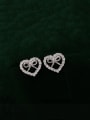 thumb 925 Sterling Silver Cubic Zirconia Heart Dainty Stud Earring 0