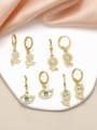 thumb Brass Cubic Zirconia Flower Minimalist Huggie Earring 0