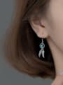 thumb 925 Sterling Silver Turquoise Feather Vintage Hook Earring 1