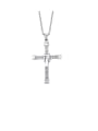 thumb Titanium Rhinestone White Cross Minimalist Regligious Necklace 0
