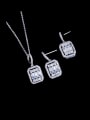 thumb Brass Cubic Zirconia Luxury Geometric  Earring and Necklace Set 0