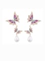 thumb Brass Cubic Zirconia Butterfly Luxury Cluster Earring 3