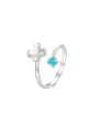 thumb 925 Sterling Silver Turquoise Clover Cute Band Ring 0