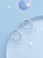 thumb 925 Sterling Silver With Platinum Plated Minimalist  Chain  Round Hoop Earrings 1