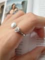 thumb 925 Sterling Silver White Round Minimalist Free Size Ring 0