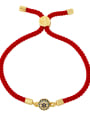 thumb Brass Cubic Zirconia Heart Vintage Woven Wire Bracelet 1