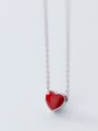 thumb 925 Sterling Silver Multi Color Enamel Heart Minimalist Necklace 1