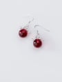 thumb 925 Sterling Silver With Platinum Plated Ethnic  Red Carnelian Hook Earrings 1