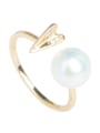 thumb Brass Freshwater Pearl Heart Vintage Band Ring 0