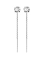 thumb 925 Sterling Silver Rhinestone Tassel Minimalist Threader Earring 3