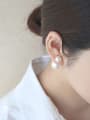 thumb 925 Sterling Silver Imitation Pearl Round Minimalist Stud Earring 0