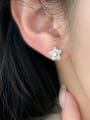 thumb 925 Sterling Silver Cubic Zirconia Pentagram Dainty Stud Earring 1