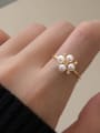 thumb 925 Sterling Silver Imitation Pearl Flower Cute Band Ring 1