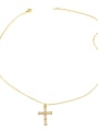 thumb Brass Cubic Zirconia Cross Minimalist Necklace 3