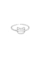 thumb 925 Sterling Silver Cats Eye Cat Cute Band Ring 0