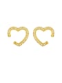 thumb Brass Cubic Zirconia Heart Minimalist Huggie Earring 0