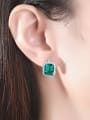 thumb 925 Sterling Silver Cubic Zirconia Square Luxury Stud Earring 1