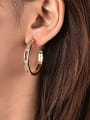 thumb Brass Cubic Zirconia Geometric Minimalist C Shaped Hoop Earring 1