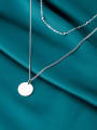 thumb 925 sterling silver round minimalist Fashion Round Double Chain  necklace 1