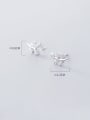 thumb 925 Sterling Silver Cubic Zirconia White Leaf Dainty Stud Earring 3