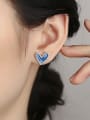thumb 925 Sterling Silver Cubic Zirconia Enamel Heart Minimalist Stud Earring 1